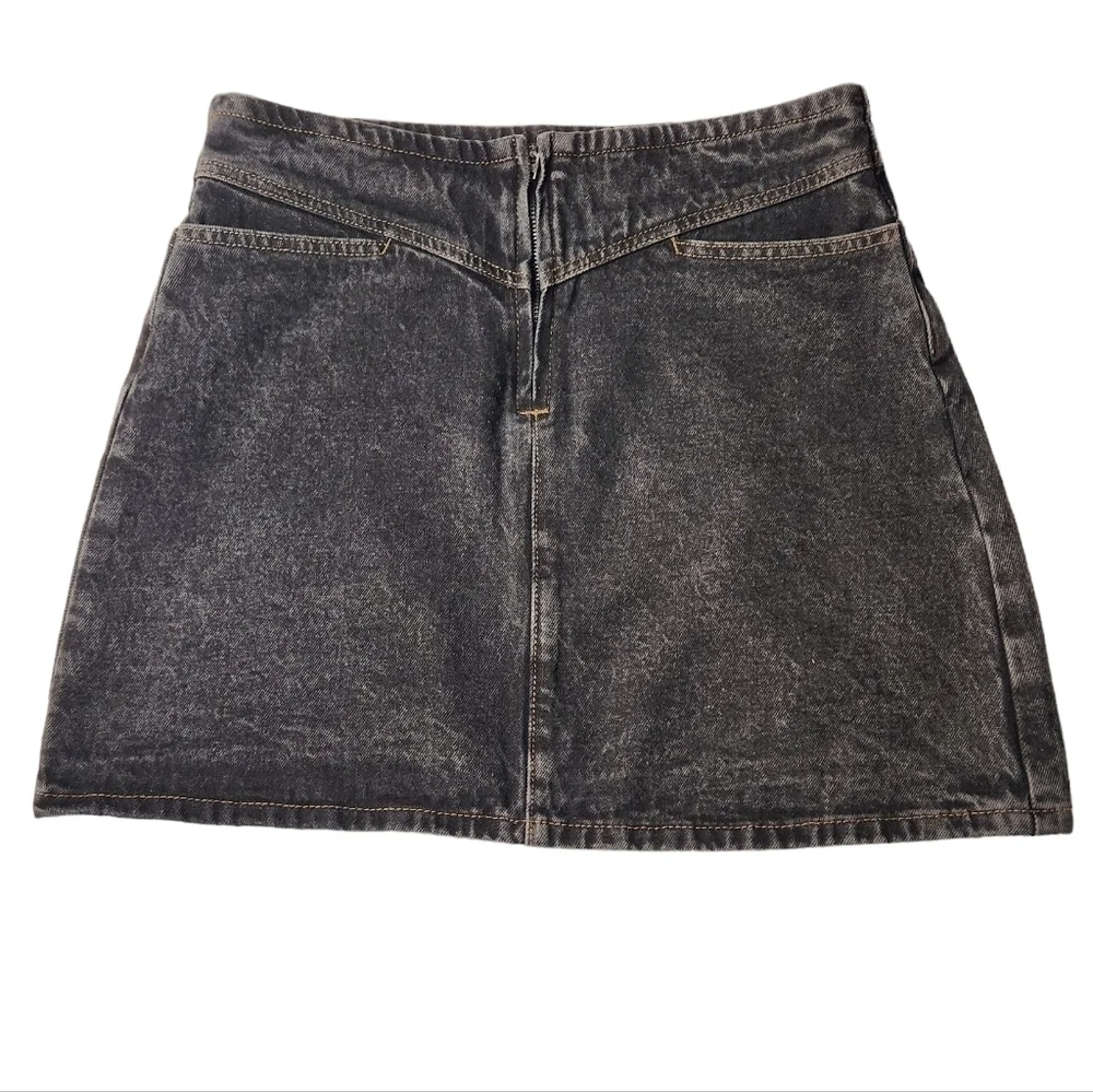 Elodie Midi Skirt Womens M High Waisted Faded Black Denim Y2K